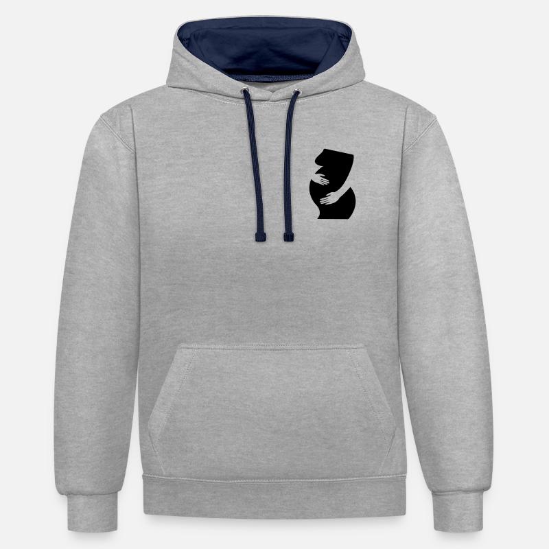 Grossesse, bébé - Sweat à capuche contrasté - gris chiné/bleu marine