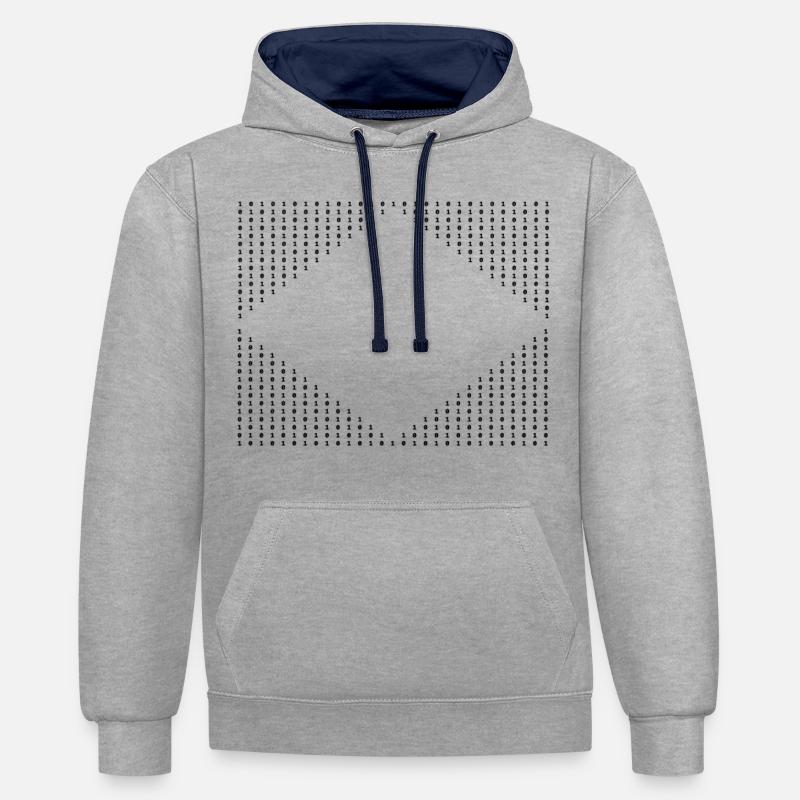 Modèle numérique - Sweat à capuche contrasté - gris chiné/bleu marine