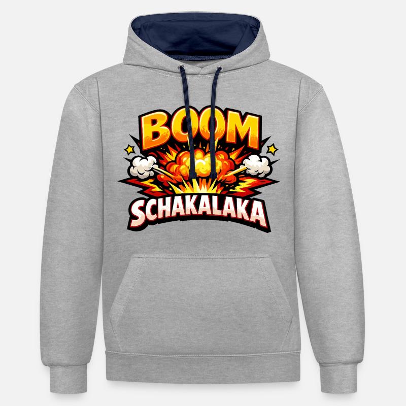 Boom Shakalaka Comic Dic avec explosion - Sweat à capuche contrasté - gris chiné/bleu marine