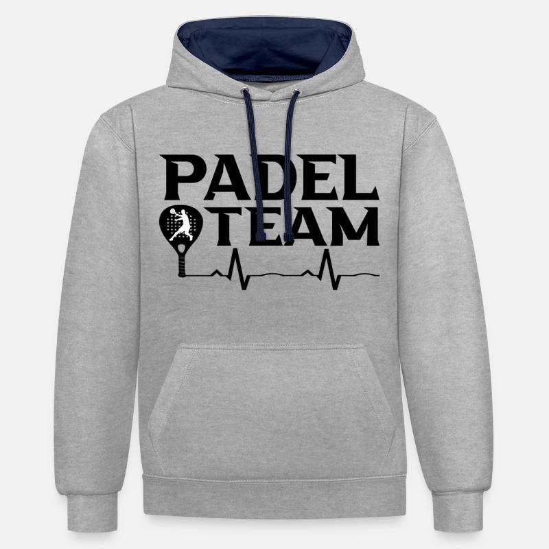 Padel - Sweat à capuche contrasté - gris chiné/bleu marine
