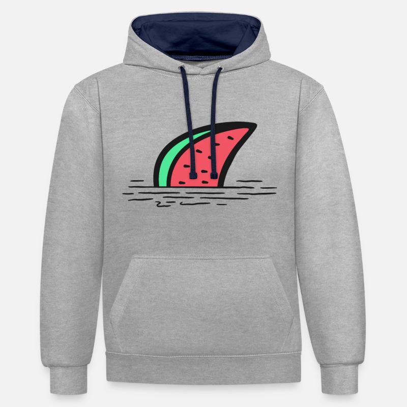 Aileron de requin pastèque - Sweat à capuche contrasté - gris chiné/bleu marine