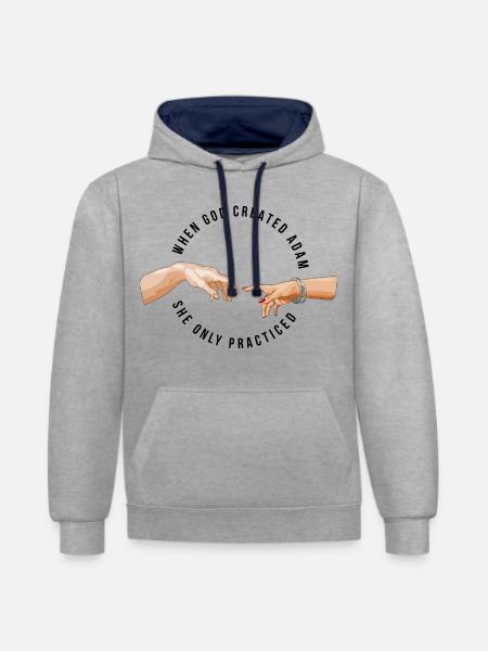 Adams Creation Feminist Edition - Kontrast-Hoodie - Grau meliert/Navy