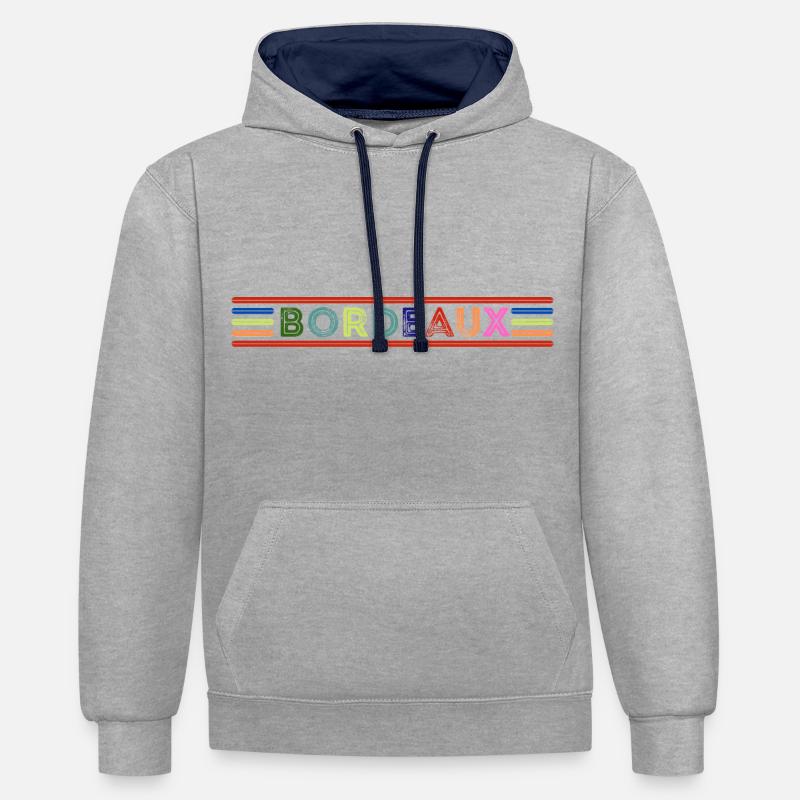 Bordeaux - Sweat à capuche contrasté - gris chiné/bleu marine