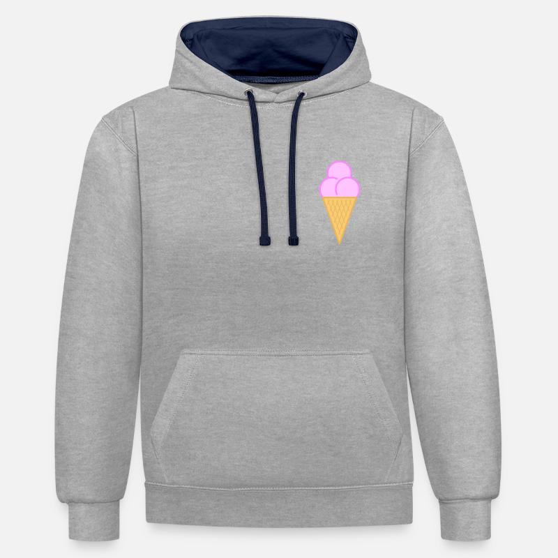 Crème glacée / Eis1 - Sweat à capuche contrasté - gris chiné/bleu marine