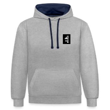 Kwatsch Design Ich hatte gehofft Du fragst nie - Kontrast-Hoodie - Grau meliert/Navy - Vorne - Liana (172cm) & Jaron (178cm)
