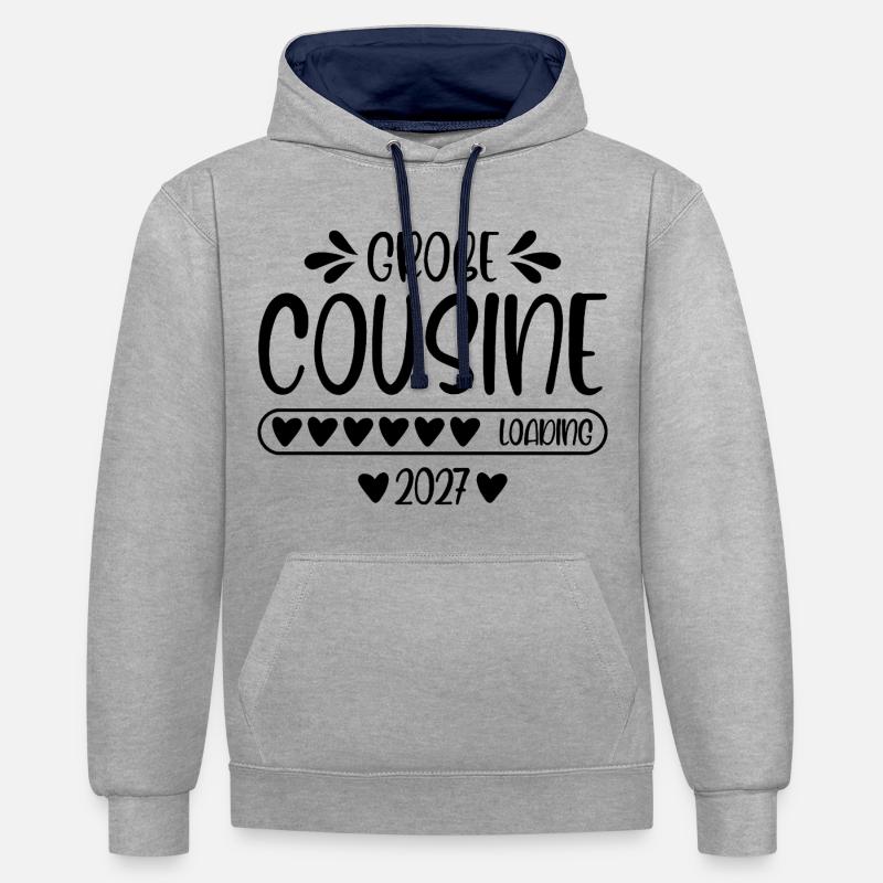 Große Cousine 2027 loading - Kontrast-Hoodie - Grau meliert/Navy
