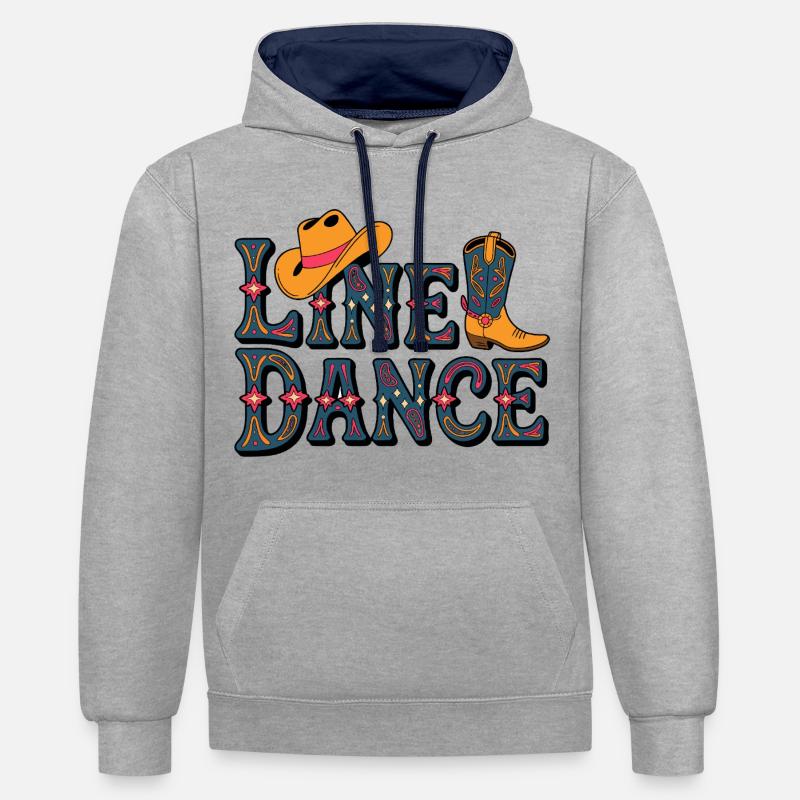 Pattern western de danse en ligne - Sweat à capuche contrasté - gris chiné/bleu marine