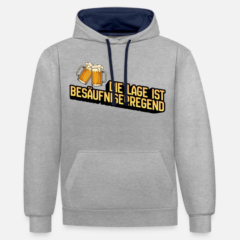 La situation est l’ivresse - Sweat à capuche contrasté - gris chiné/bleu marine