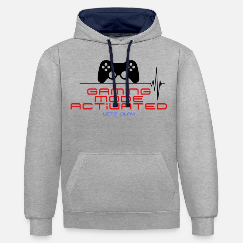 Mode de jeu actif - Sweat à capuche contrasté - gris chiné/bleu marine