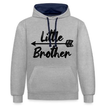 Petit Frère Frère Et sœurs du cœur du frère - Sweat à capuche contrasté - gris chiné/bleu marine - Devant - Liana (172cm) & Jaron (178cm)