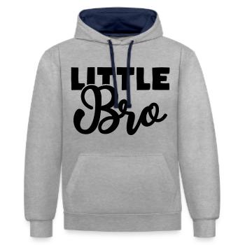 petit frère - Sweat à capuche contrasté - gris chiné/bleu marine - Devant - Liana (172cm) & Jaron (178cm)