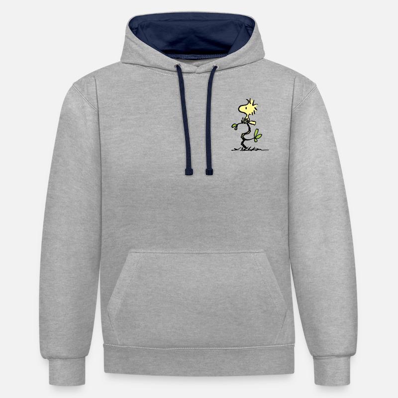 Peanuts Woodstock Sur Arbre - Sweat à capuche contrasté - gris chiné/bleu marine