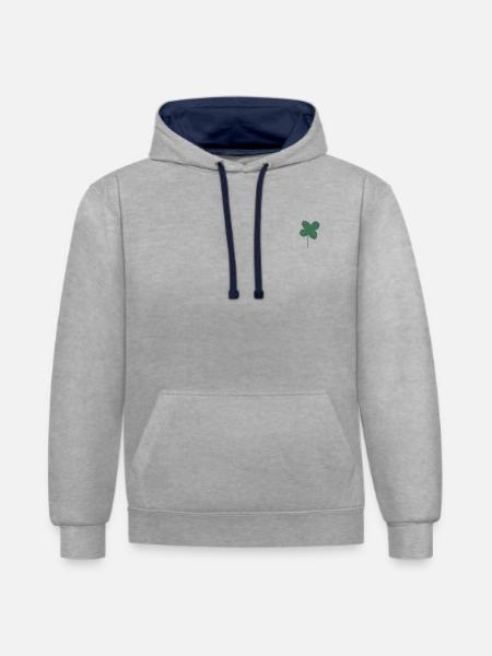 Lucky clover - Contrast hoodie - heather grey/navy