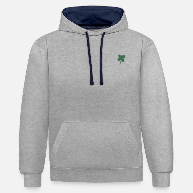 Trèfle porte-bonheur - Sweat à capuche contrasté - gris chiné/bleu marine
