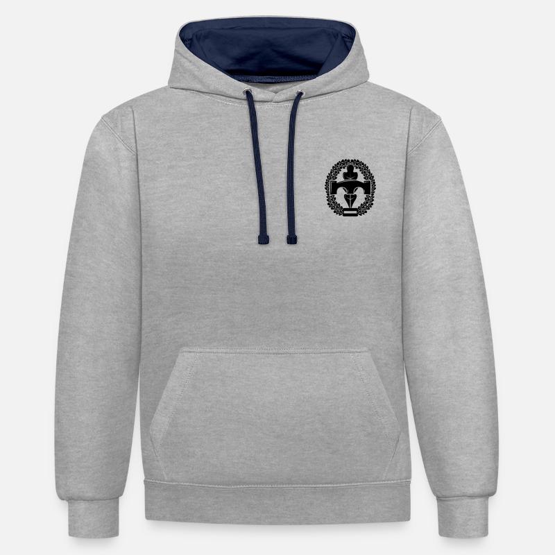 pioniere Black - Sweat à capuche contrasté - gris chiné/bleu marine
