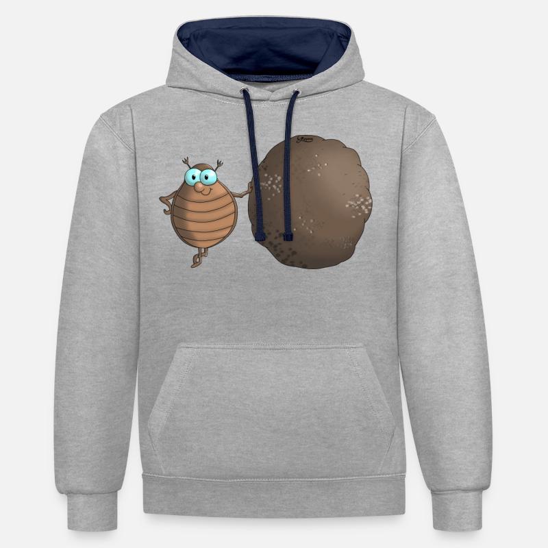 C’est de la merde - Sweat à capuche contrasté - gris chiné/bleu marine