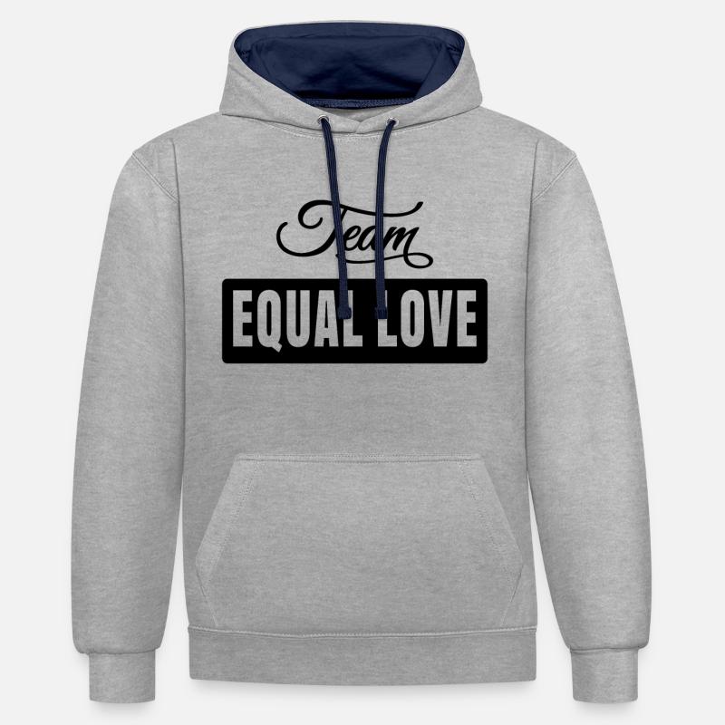 Équipe Amour égal - Sweat à capuche contrasté - gris chiné/bleu marine