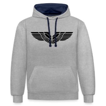 Aile aile ailes - Sweat à capuche contrasté - gris chiné/bleu marine - Devant - Liana (172cm) & Jaron (178cm)