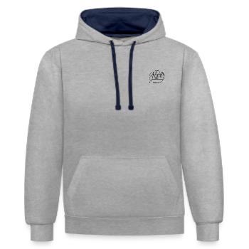 Alain - Sweat à capuche contrasté - gris chiné/bleu marine - Devant - Liana (172cm) & Jaron (178cm)
