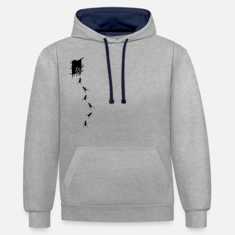 les fourmis - Sweat à capuche contrasté - gris chiné/bleu marine