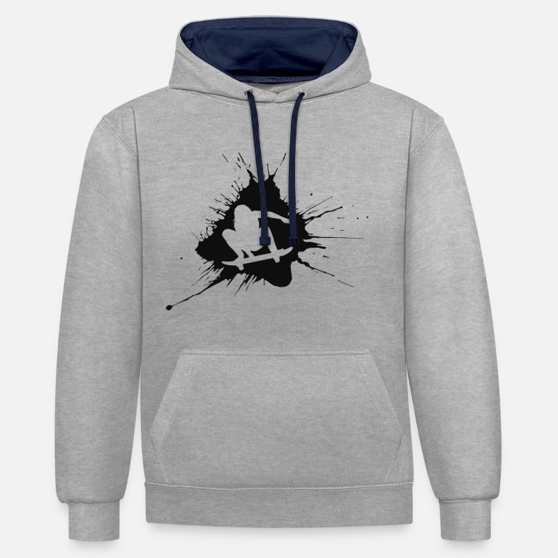 Skater Splash Skate Skateboard - Sweat à capuche contrasté - gris chiné/bleu marine