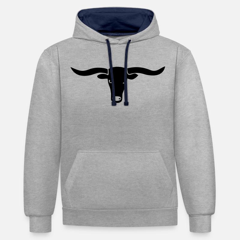 Vache boeuf agriculteur fermier - Sweat à capuche contrasté - gris chiné/bleu marine