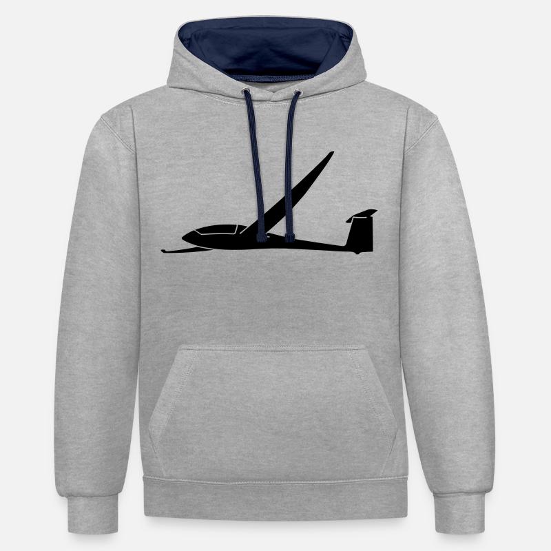 Pilote de planeur Ventus C17.6 - Sweat à capuche contrasté - gris chiné/bleu marine