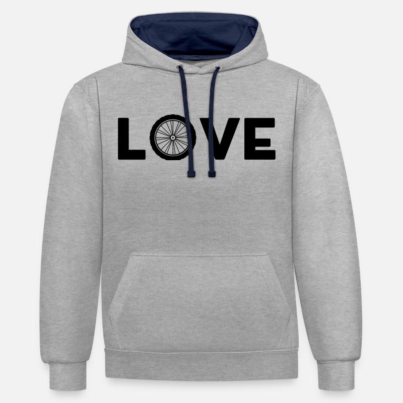 J’ADORE LES VÉLOS - Sweat à capuche contrasté - gris chiné/bleu marine