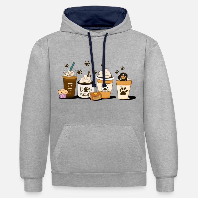 Coffee time - Sweat à capuche contrasté - gris chiné/bleu marine