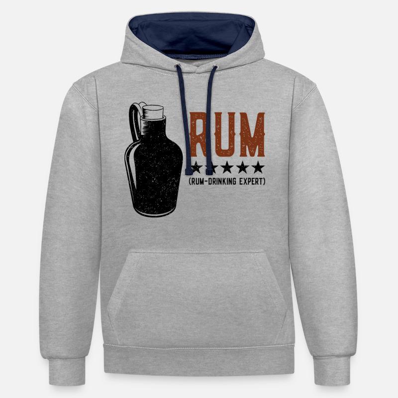 Rhum - Drinking Expert Rumtrinker - Sweat à capuche contrasté - gris chiné/bleu marine