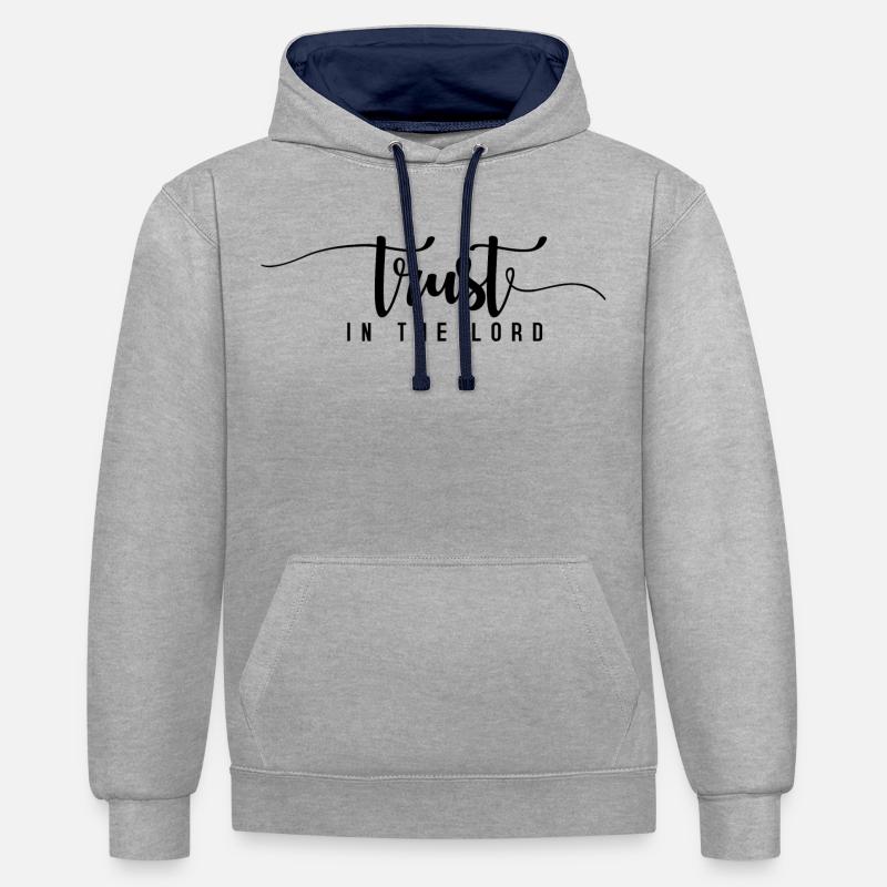 Confiance en la foi - Sweat à capuche contrasté - gris chiné/bleu marine