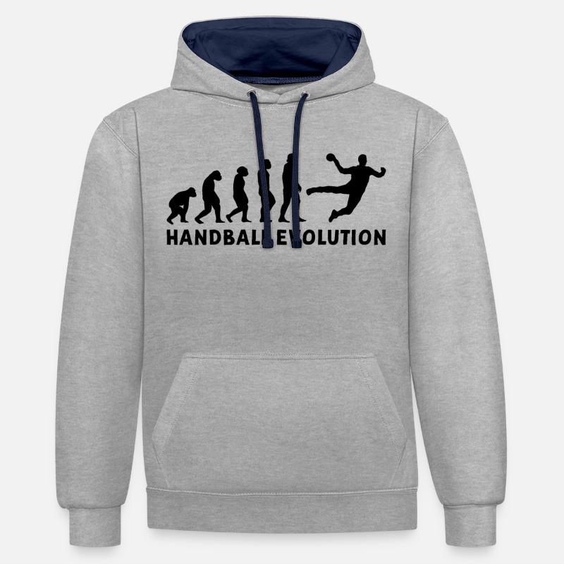 Handball Evolution I - noir - Sweat à capuche contrasté - gris chiné/bleu marine