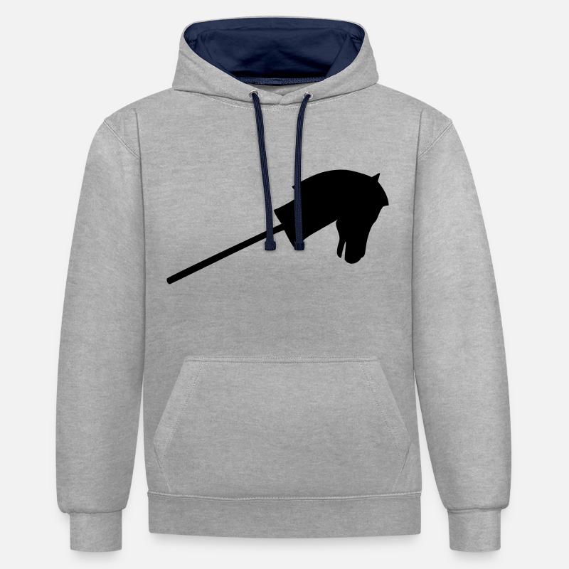 Monter un cheval bâton - Sweat à capuche contrasté - gris chiné/bleu marine