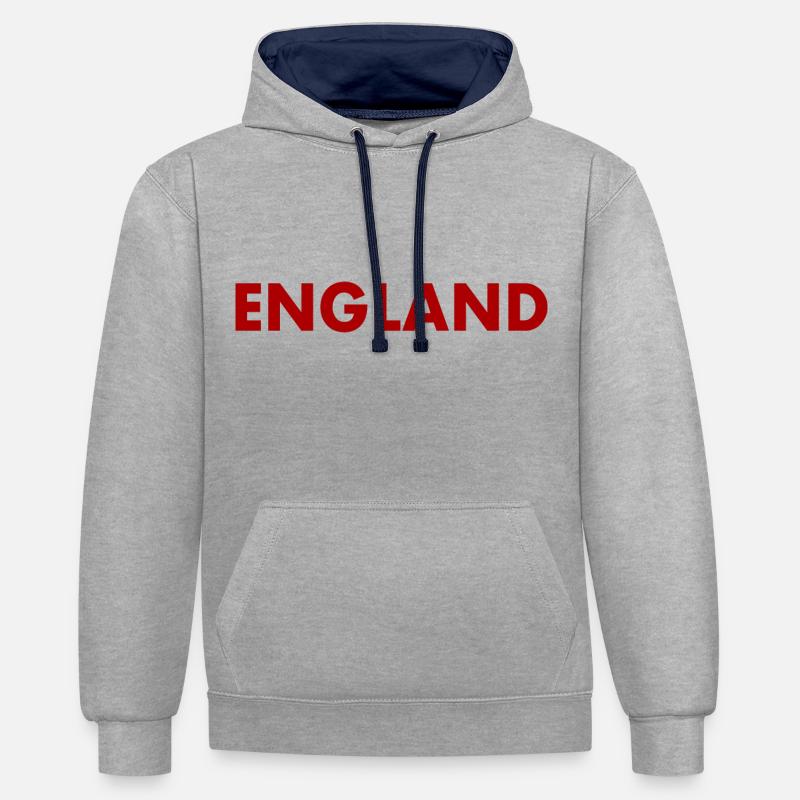 angleterre - Sweat à capuche contrasté - gris chiné/bleu marine