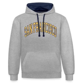 San Francisco - Kontrast-Hoodie - Grau meliert/Navy - Vorne - Liana (172cm) & Jaron (178cm)