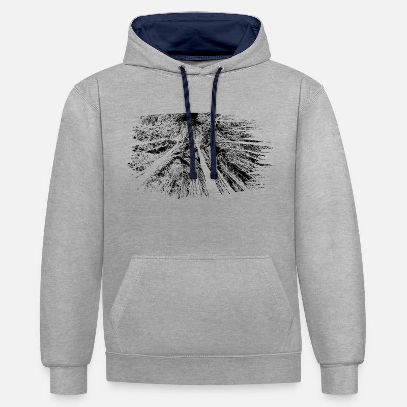 Forêt silhouette nature - Sweat à capuche contrasté - gris chiné/bleu marine