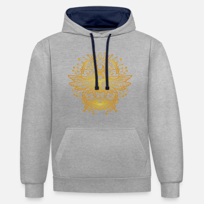 Beetle Bug égyptien Monoline Vintage - Sweat à capuche contrasté - gris chiné/bleu marine