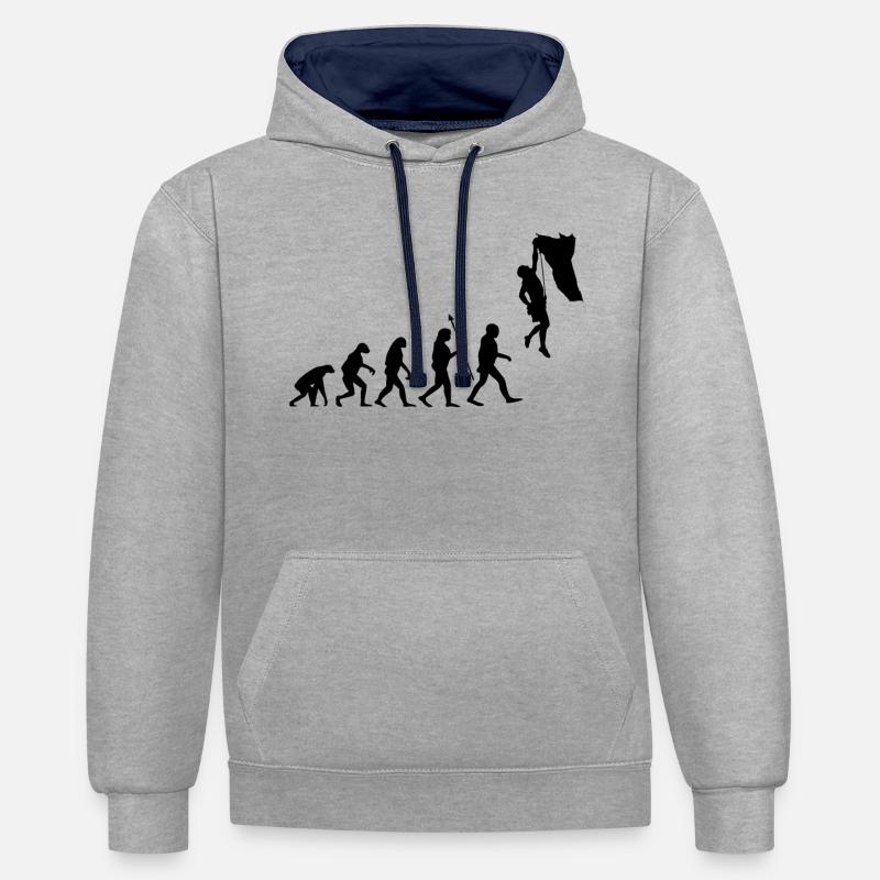 Evolution Escalade Bouldern Climbing Alpinisme - Sweat à capuche contrasté - gris chiné/bleu marine