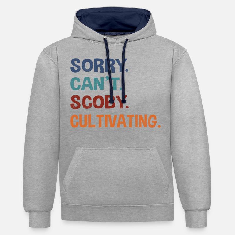 Pardon. Ne. Scoby. Cultiver. - Sweat à capuche contrasté - gris chiné/bleu marine