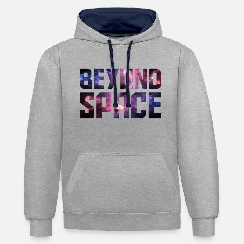 Beyond Space - Sweat à capuche contrasté - gris chiné/bleu marine