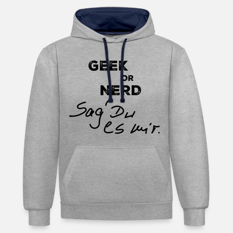 Geek oder Nerd - Kontrast-Hoodie - Grau meliert/Navy