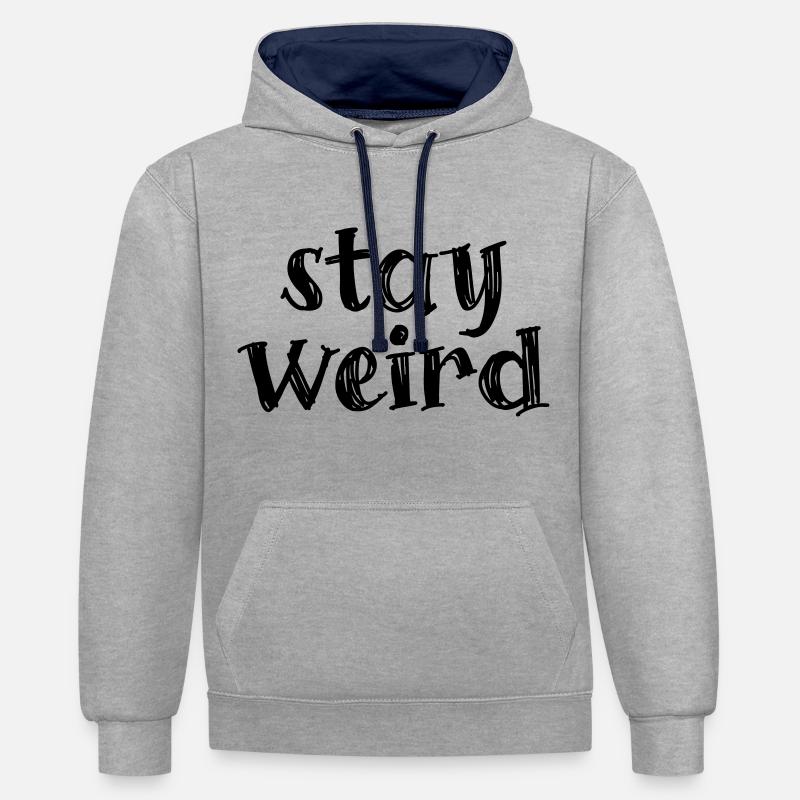 Bleib komisch - Restez bizarre - Sweat à capuche contrasté - gris chiné/bleu marine