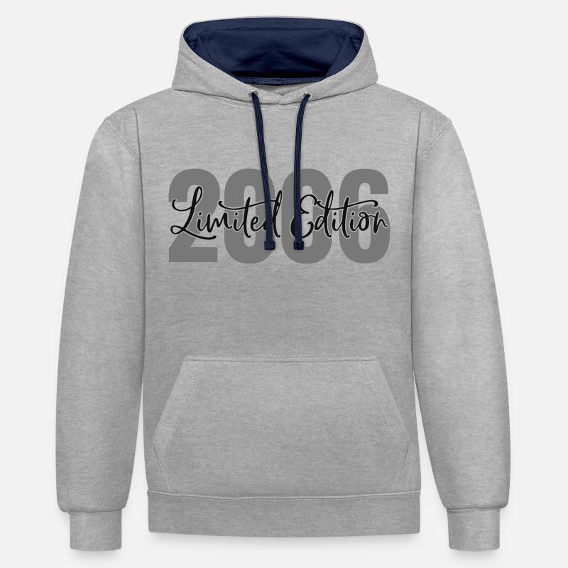 Edition limitée 2006 - Sweat à capuche contrasté - gris chiné/bleu marine