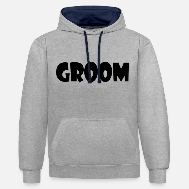 Groom - Sweat à capuche contrasté - gris chiné/bleu marine