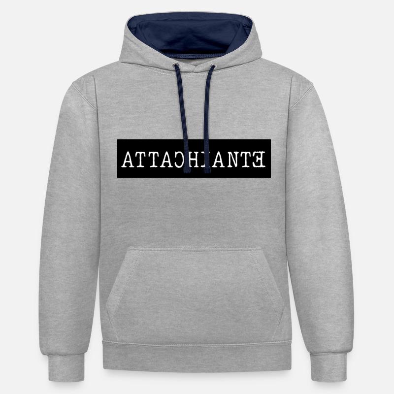 ATTACHIANTE - Sweat à capuche contrasté - gris chiné/bleu marine