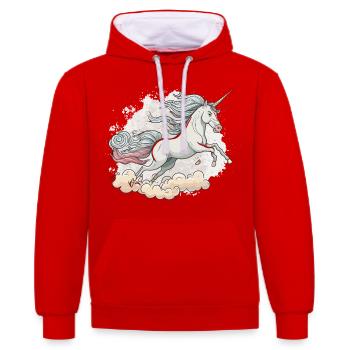 La Licorne volante - Sweat à capuche contrasté - rouge/blanc - Devant - Liana (172cm) & Jaron (178cm)