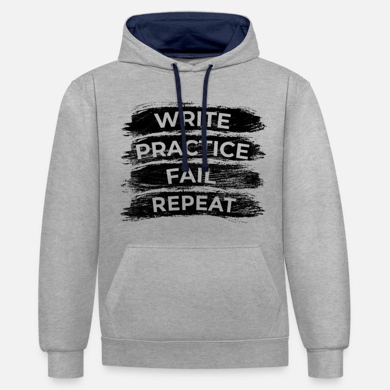 Citation de motivation sur la trompette - Sweat à capuche contrasté - gris chiné/bleu marine