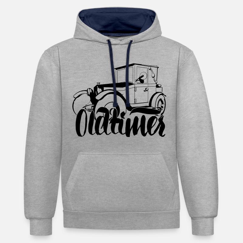 Oldtimer - Sweat à capuche contrasté - gris chiné/bleu marine