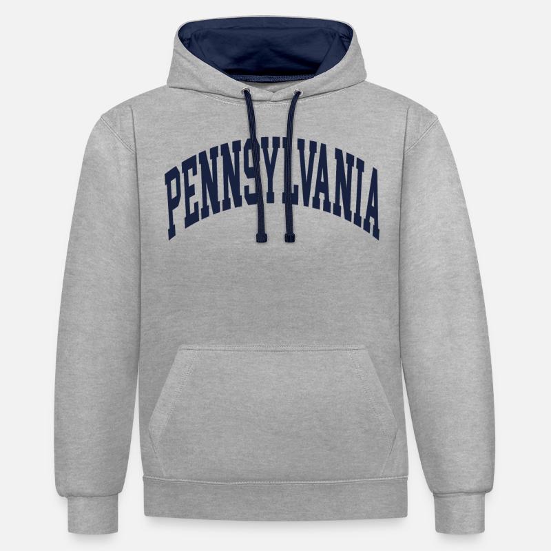Pennsylvanie - Sweat à capuche contrasté - gris chiné/bleu marine