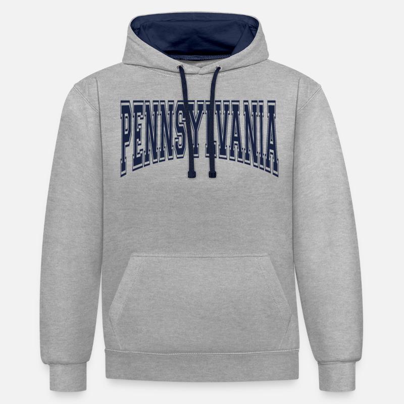 Pennsylvanie - Sweat à capuche contrasté - gris chiné/bleu marine